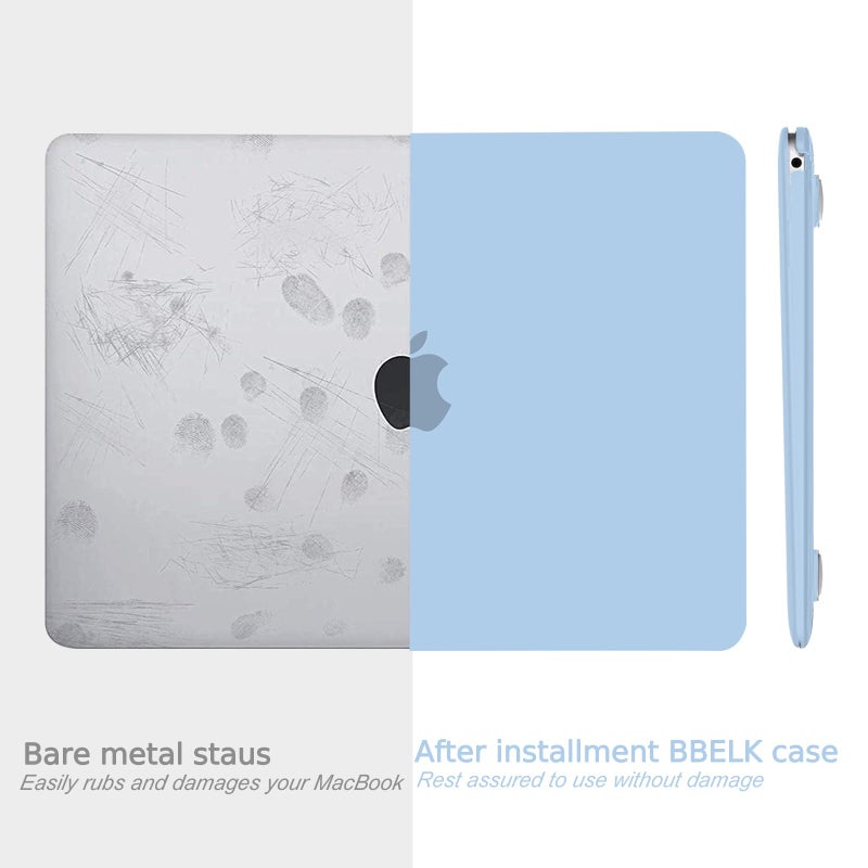 B BELK Compatible with MacBook Air 13 inch Case 2022 2021 2020 2019 2018 A2337 M1 A2179 A1932 Touch ID Matte Plastic Hard Shell Case for MacBook Air 13.3 inch+Keyboard Cover+Screen Protector Airy Blue - Image 3